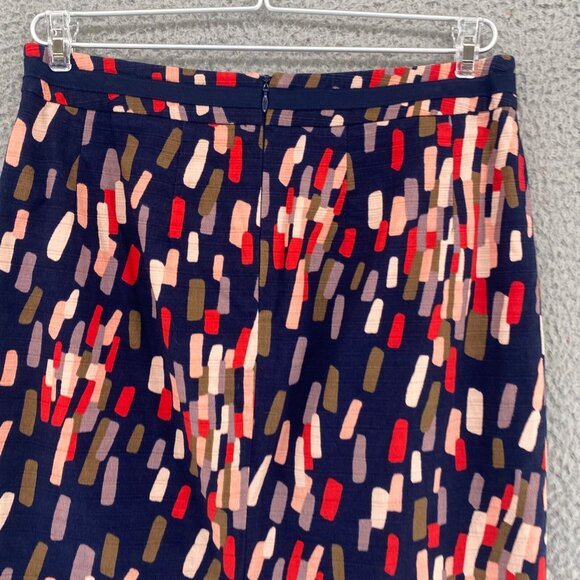 Boden Skirt Womens 6 Navy Multi Pattern Stretch Knee Length Pencil Straight Work - Picture 4 of 10